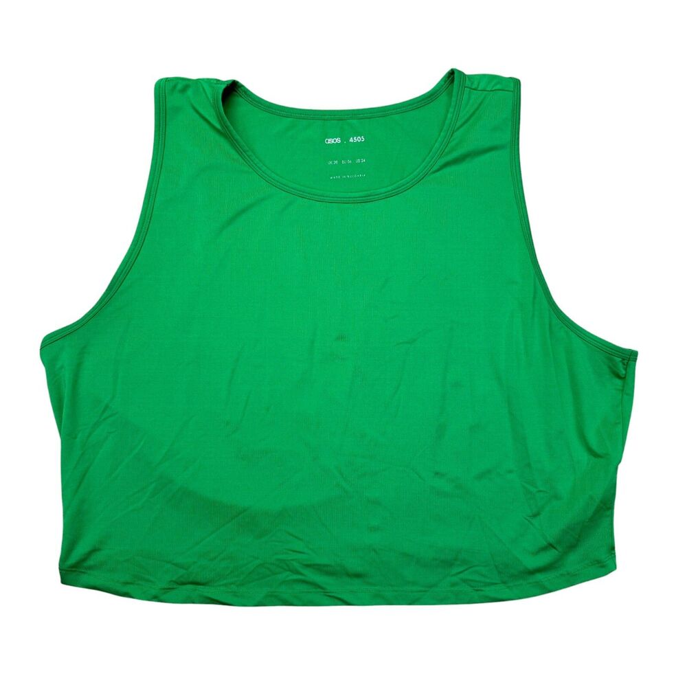 ASOS Tank Top Women's 24 Green Scoop Neck Stretch Performance Sleeveless 4505